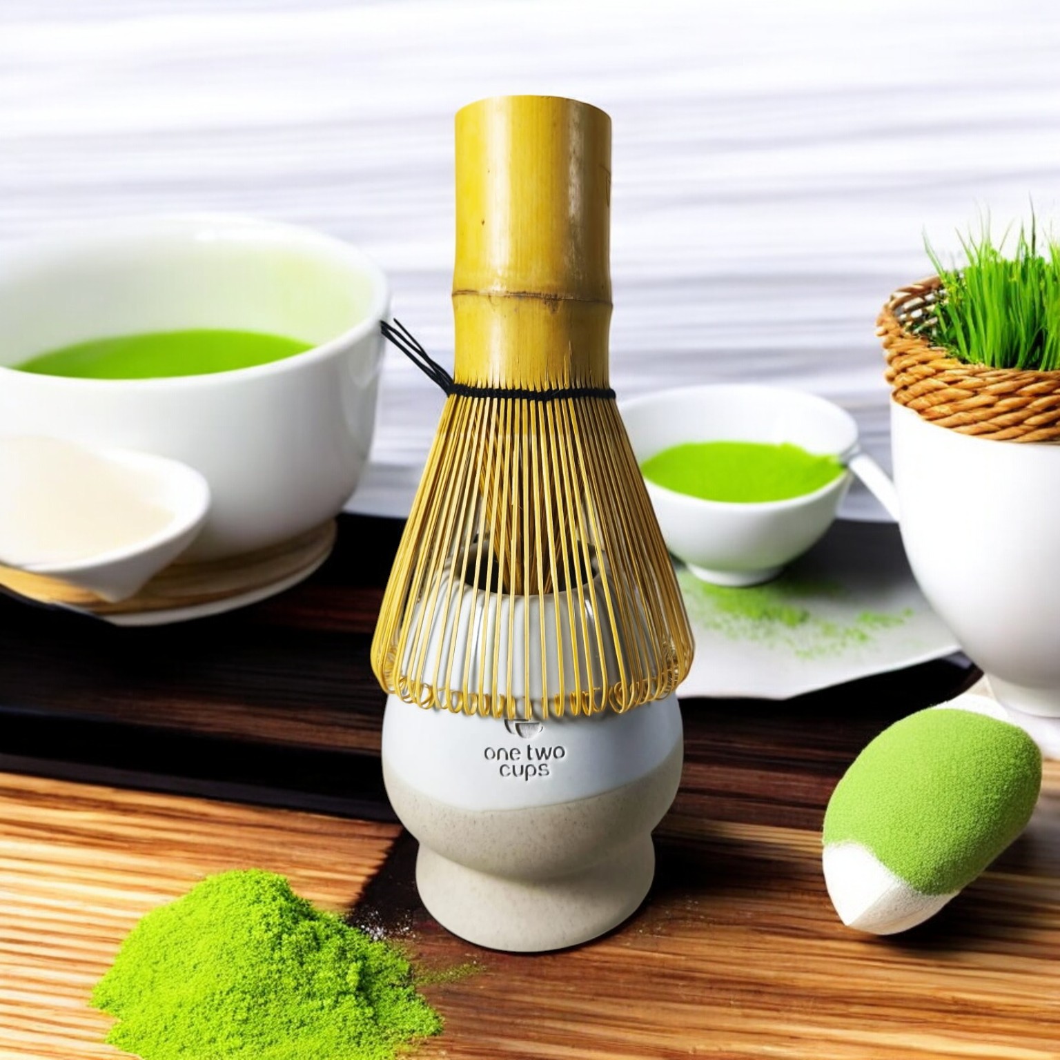 One Two Cups Matcha Set Chawan Chasen Stand Chashaku 470ml 4 PCS - WT174 Gambar produk One Two Cups Matcha Set Chawan Chasen Stand Chashaku 470ml 4 PCS - WT174