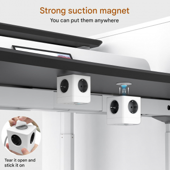 Gambar produk HITREND Stop Kontak 7in1 USB Type C Port Magnetic Cube Wall Socket - HT-71