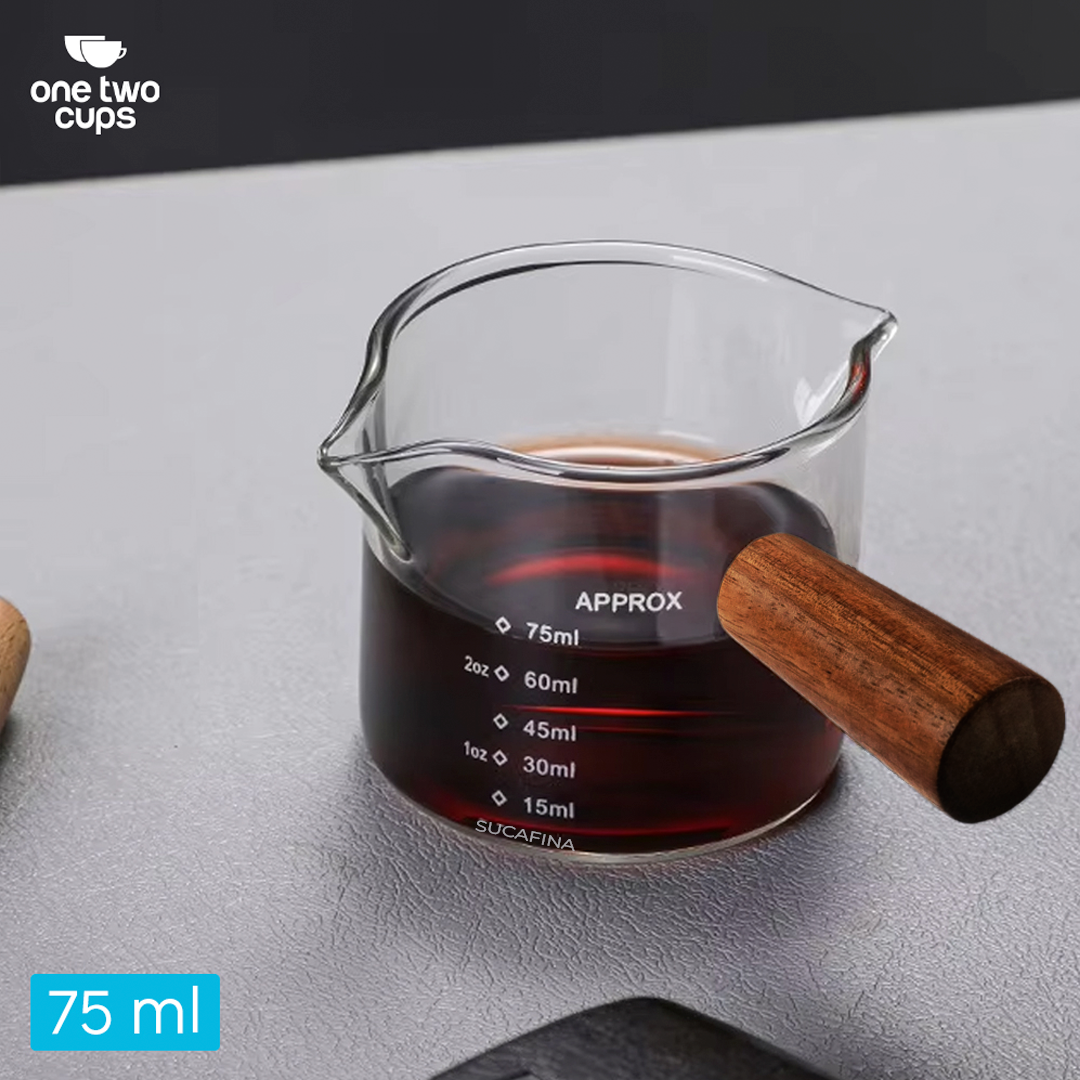 One Two Cups Gelas Milk Jug Pitcher Espresso Double Mouth 75ml - S08 Gambar produk One Two Cups Gelas Milk Jug Pitcher Espresso Double Mouth 75ml - S08