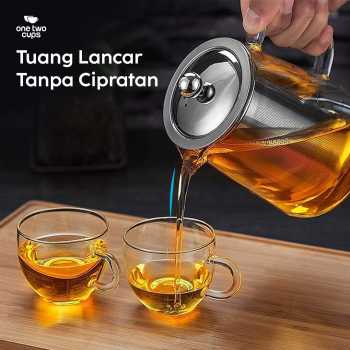 Gambar produk One Two Cups Teko Teh Kaca Saringan Tahan Panas Api Infuser Teapot 950ml - TP-760