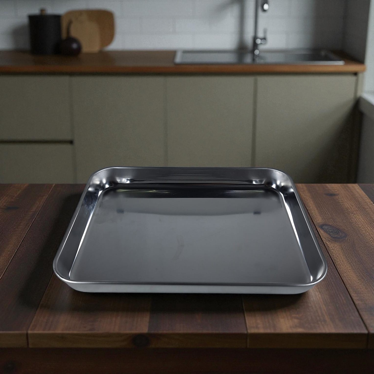 Eggy Loyang Nampan Tray Grill Pan Oven Baking Stainless Steel 430 23.5x17.8x2.5cm - EG36 Gambar produk Eggy Loyang Nampan Tray Grill Pan Oven Baking Stainless Steel 430 23.5x17.8x2.5cm - EG36