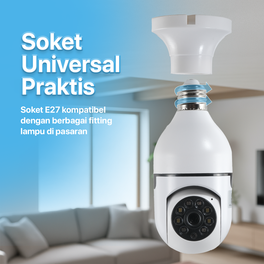 Yunyi CCTV IP Camera 1MP 1080P E27 Wireless Dual Light IR Sensor - YY012 Gambar produk Yunyi CCTV IP Camera 1MP 1080P E27 Wireless Dual Light IR Sensor - YY012