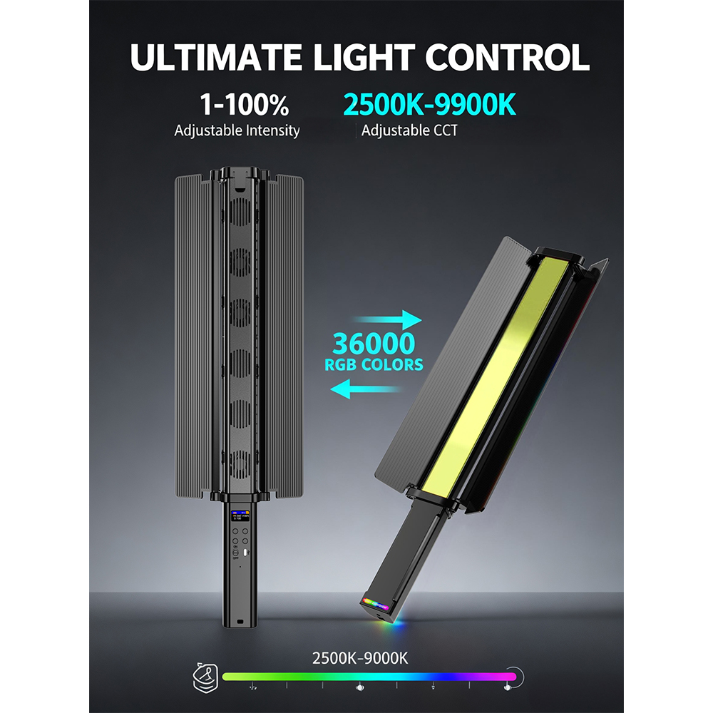 Gambar produk LIYADI Lampu Studio Tube Light Stick RGBW 24 Mode OLED 2600mAh 50W - C2 PRO