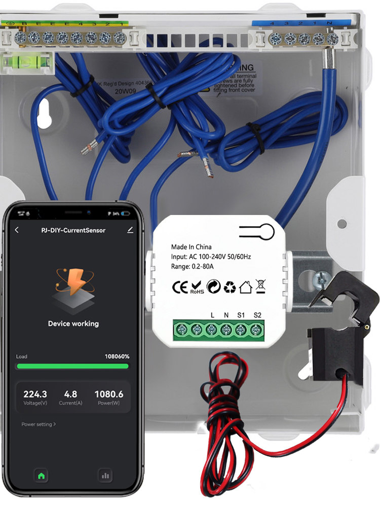 Gambar produk Tuya Smart Energy Meter 80A WiFi with Current Transformer Clamp kWh - ST-1168