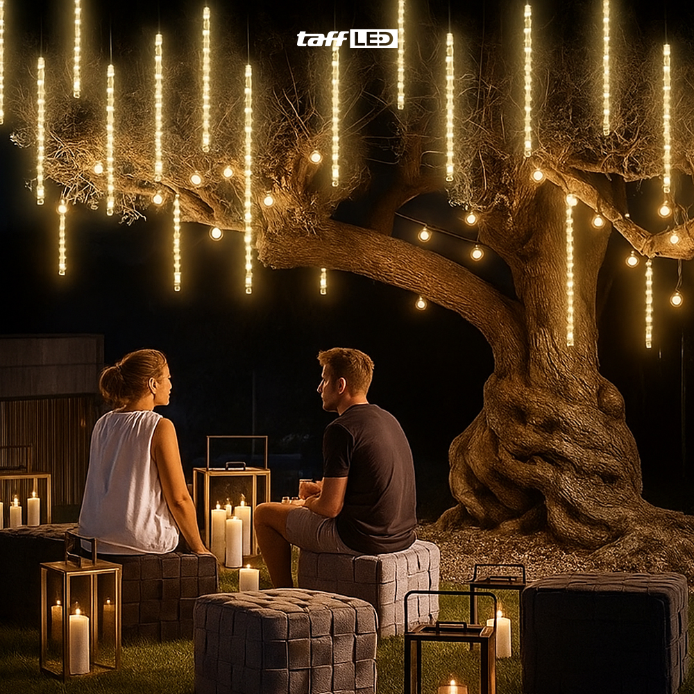 TaffLED Lampu Hias String Lights Meteor Waterproof Warm White 8 PCS - XH480 Gambar produk TaffLED Lampu Hias String Lights Meteor Waterproof Warm White 8 PCS - XH480