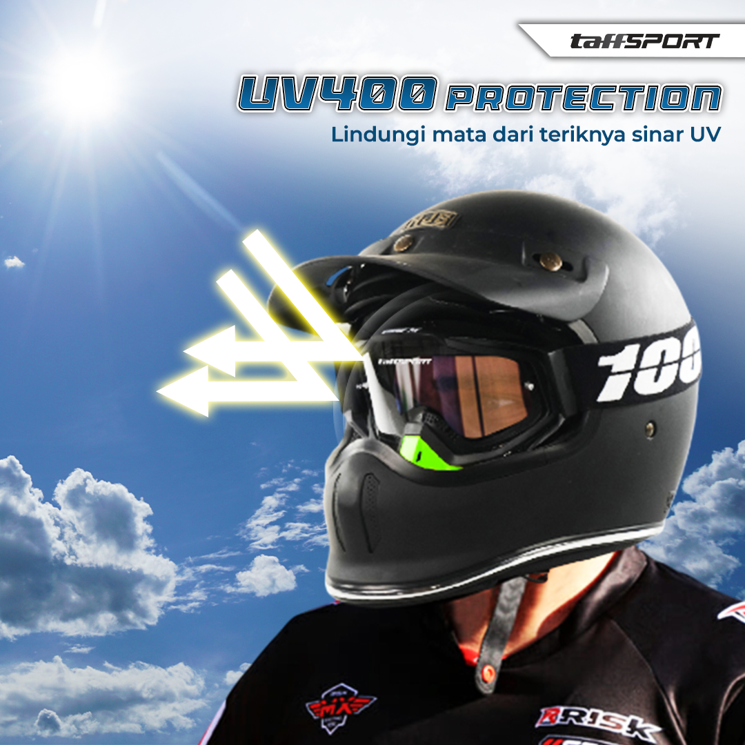 Gambar produk TaffSPORT Kacamata Helm Motor Goggles UV400 Protection Windproof Clear - UV400