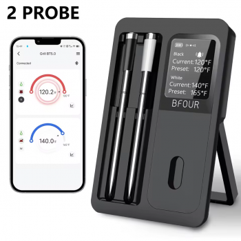 Gambar produk BFOUR Termometer Makanan Digital Daging BBQ Bluetooth Screen 2 Probe - BF-40