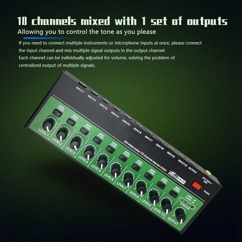 Gambar produk MAOCAR Mixer Audio 10 Channel USB Mono Stereo Type C Portable - MX1002
