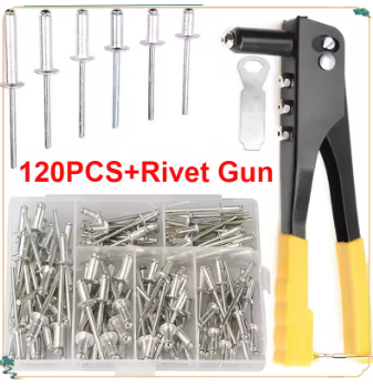 Gambar produk JERBOR Baut Rivet Universal Blind Rivets Tool Set with Gun 120PCS - XM20