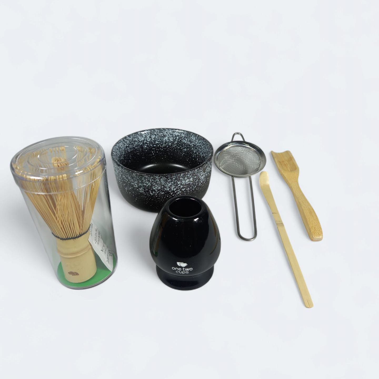One Two Cups Matcha Set Kit Chawan Chasen Stand Chashaku Chakoshi - DB06 Gambar produk One Two Cups Matcha Set Kit Chawan Chasen Stand Chashaku Chakoshi - DB06