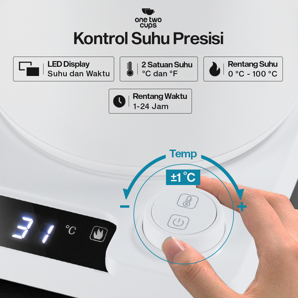 Gambar produk One Two Cups Teko Listrik Kopi Pemanas Air Leher Angsa 1200W 1L - KT10 PRO
