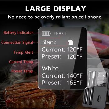 Gambar produk BFOUR Termometer Makanan Digital Daging BBQ Bluetooth Screen 2 Probe - BF-40