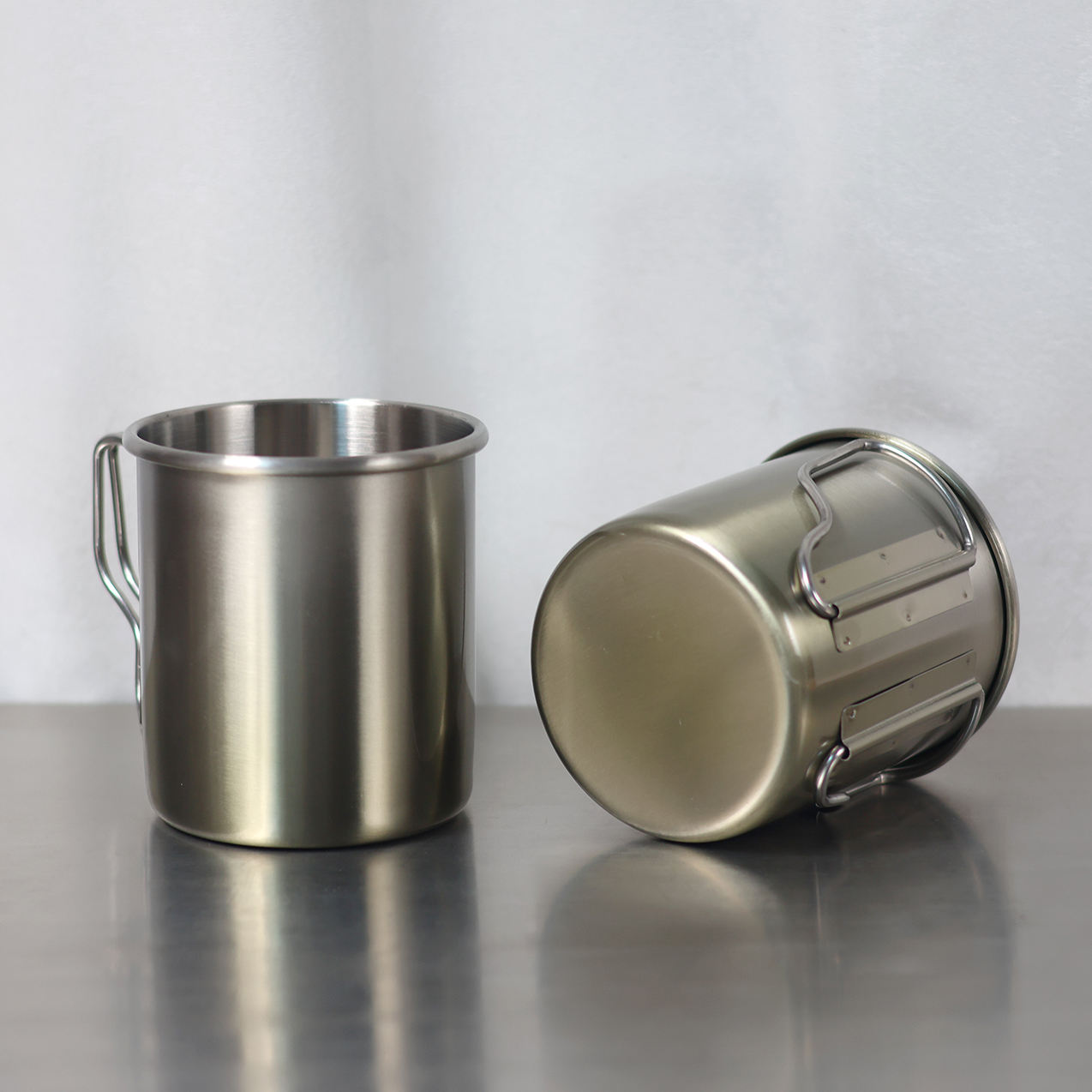 Gambar produk MyTrip Gelas Cangkir Kopi Gagang Lipat Camping Mug Stainless 304 470ml - INU175