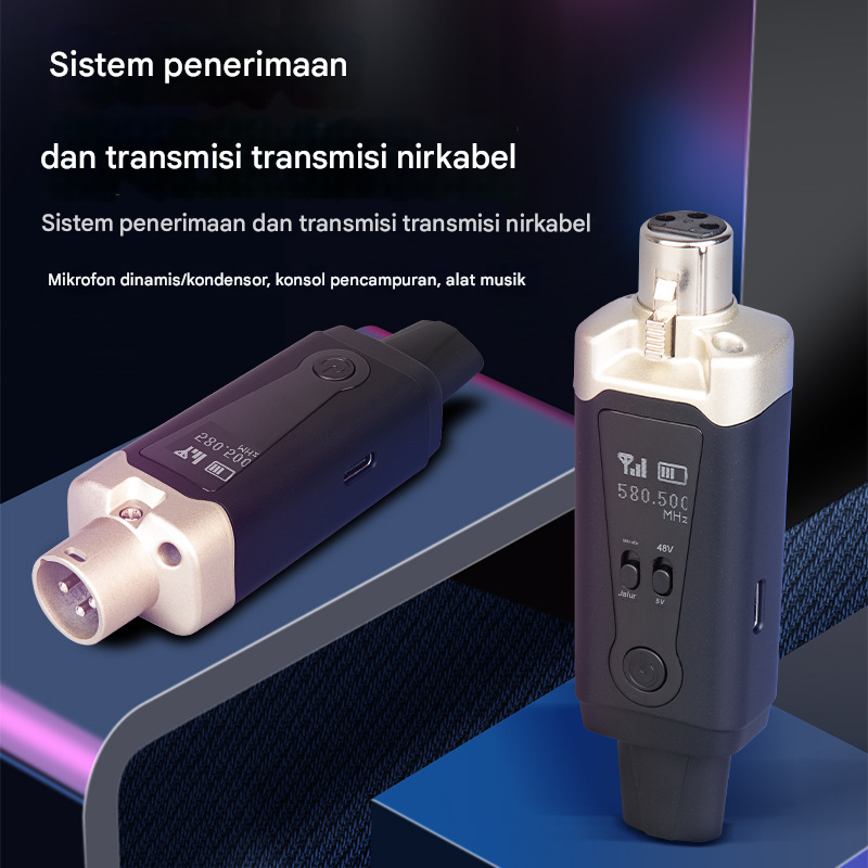 DONIC Mikrofon Wireless Transmitter Receiver Universal 5V/48V - D1 Gambar produk DONIC Mikrofon Wireless Transmitter Receiver Universal 5V/48V - D1