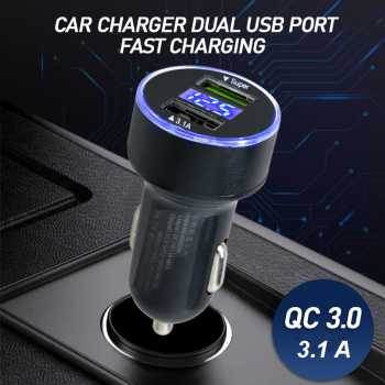 Gambar produk Leeioo Car Charger Mobil Fast Charging QC 3.0 LED Dual USB Port 3.1A - LE001