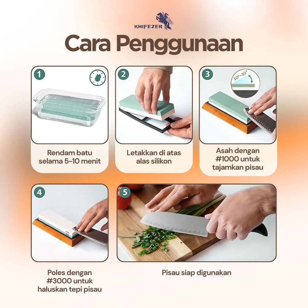 KNIFEZER Glitzy Batu Pengasah Pisau Whetstone Knife Sharpener 1000/3000 - Wkss-02 Gambar produk KNIFEZER Glitzy Batu Pengasah Pisau Whetstone Knife Sharpener 1000/3000 - Wkss-02