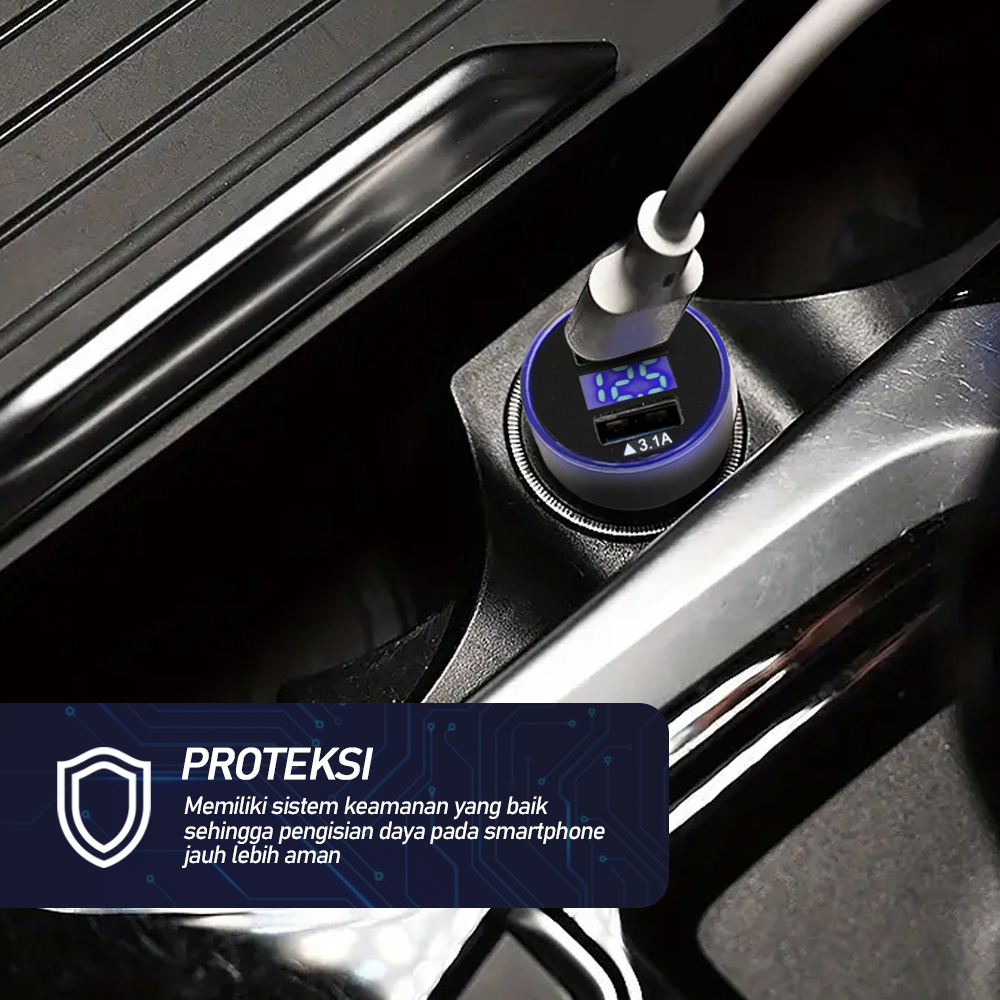 Gambar produk Leeioo Car Charger Mobil Fast Charging QC 3.0 LED Dual USB Port 3.1A - LE001