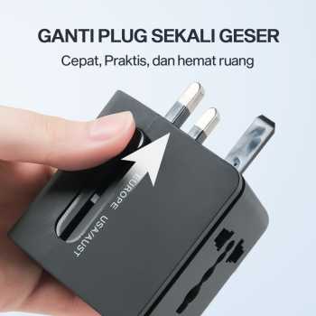 Gambar produk COKYI Travel Adaptor Universal Plug EU UK US/AU 3.0A USB A USB C - ONB100-04
