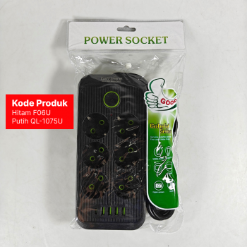 Gambar produk Taffware Stop Kontak Kabel USB Type C 10A 110-250V 2500W 1.8M 6 Lubang - F06U/QL-1075U
