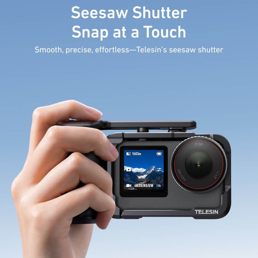 Gambar produk TELESIN Handle Grip Action Camera DJI Osmo Action 6 Aluminium Cage - S6-FMS-36-TDJ