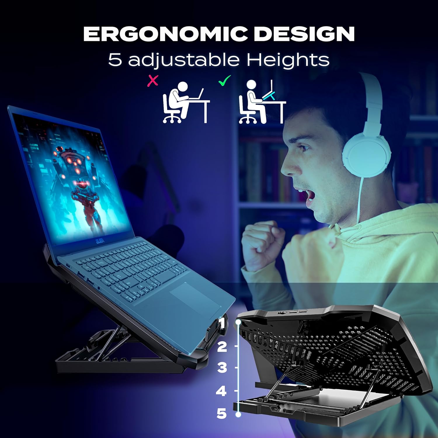 Gambar produk Aimzone Cooling Pad Laptop Gaming Kipas Pendingin 3 Fans LED 15.6Inch - AZ39