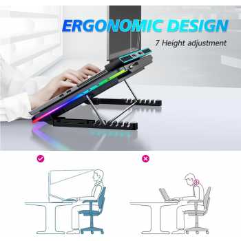 Gambar produk LIANGSTAR Cooling Pad Laptop Gaming Kipas Pendingin 5 Fan RGB 17.3Inch - LS50