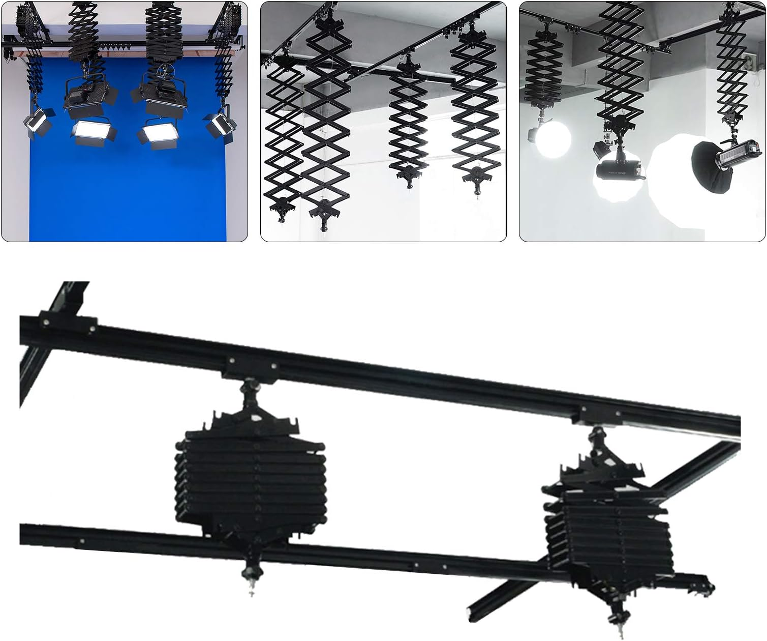 Gambar produk YIXI Rel Gantung Lampu Studio Fotografi Aluminium 4 Rel 4 Boom Arm 3M - 443M