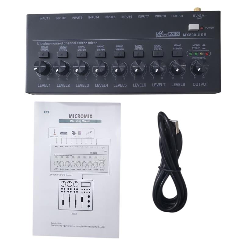 Micro Audio Signal Mixer Console Instrument Extender 8 Channel - MX800 Gambar produk Micro Audio Signal Mixer Console Instrument Extender 8 Channel - MX800