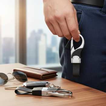 Gambar produk Januel Gantungan Kunci Mobil Alloy Leather Car Keychain - Jn16