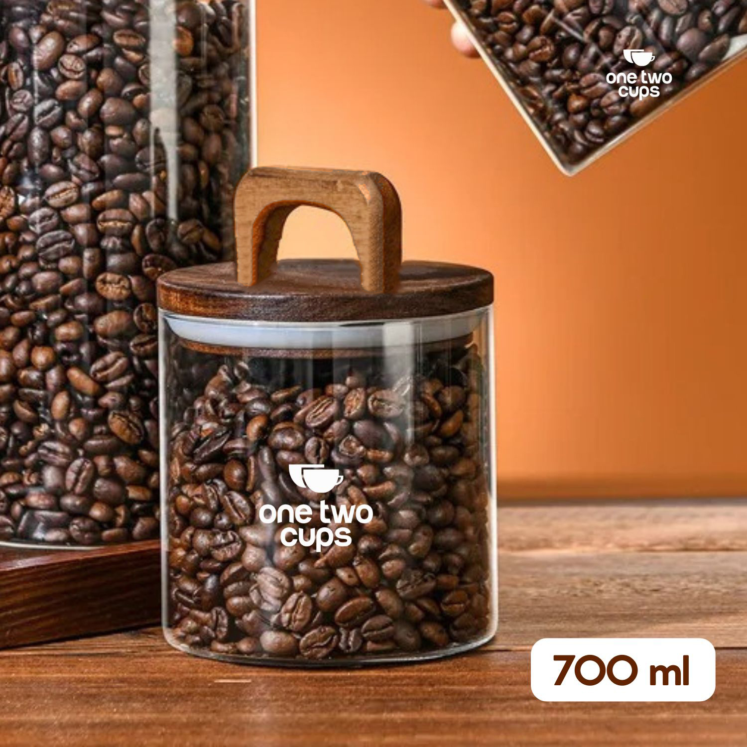 One Two Cups Toples Kaca Penyimpanan Makanan Kedap Udara Storage Jar 700ml - CF170 Gambar produk One Two Cups Toples Kaca Penyimpanan Makanan Kedap Udara Storage Jar 700ml - CF170