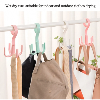Gambar produk HIMSTO Gantungan Baju Serbaguna Rotating Rod Hanger Holder 4 Hook - HI4