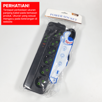 Gambar produk QIAOLIAN Stop Kontak Kabel USB Type C 10A 110-250V 2500W 1.8M 6 Lubang - QL-1094U