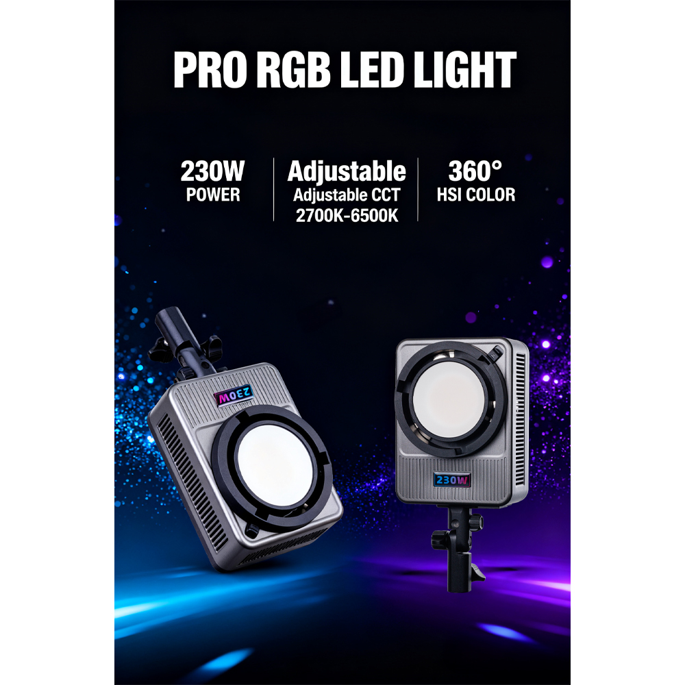 Gambar produk LIYADI Lampu Studio Fotografi COB LED RGBW 24 Mode TFT Display 230W - G230