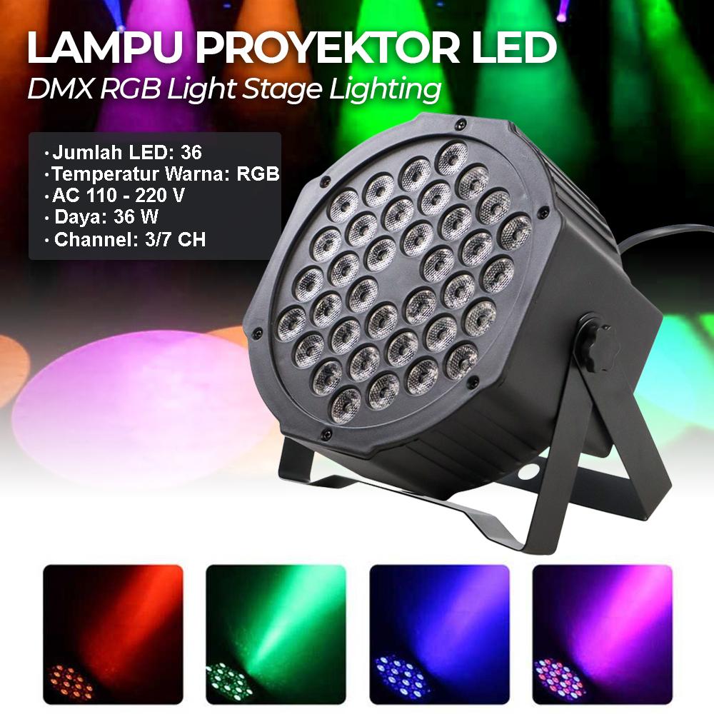 Gambar produk Alien Lampu Sorot LED Spotlight Stage Party DMX Port RGB 220V 36 LED - AL36