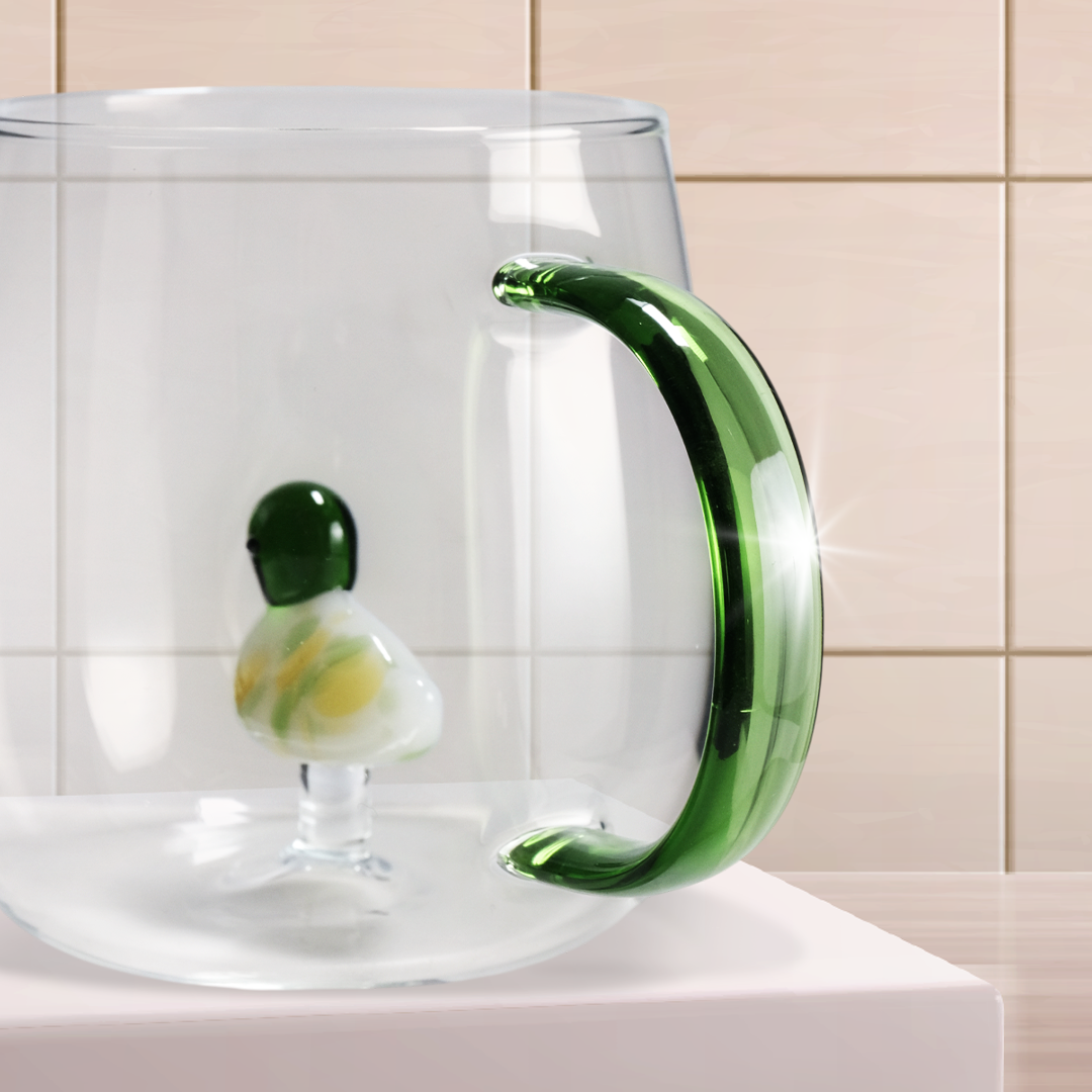 Gambar produk LAZZY Cangkir Kopi Kaca Tahan Panas Duck Aesthetic Mug 400ml Duck - L400