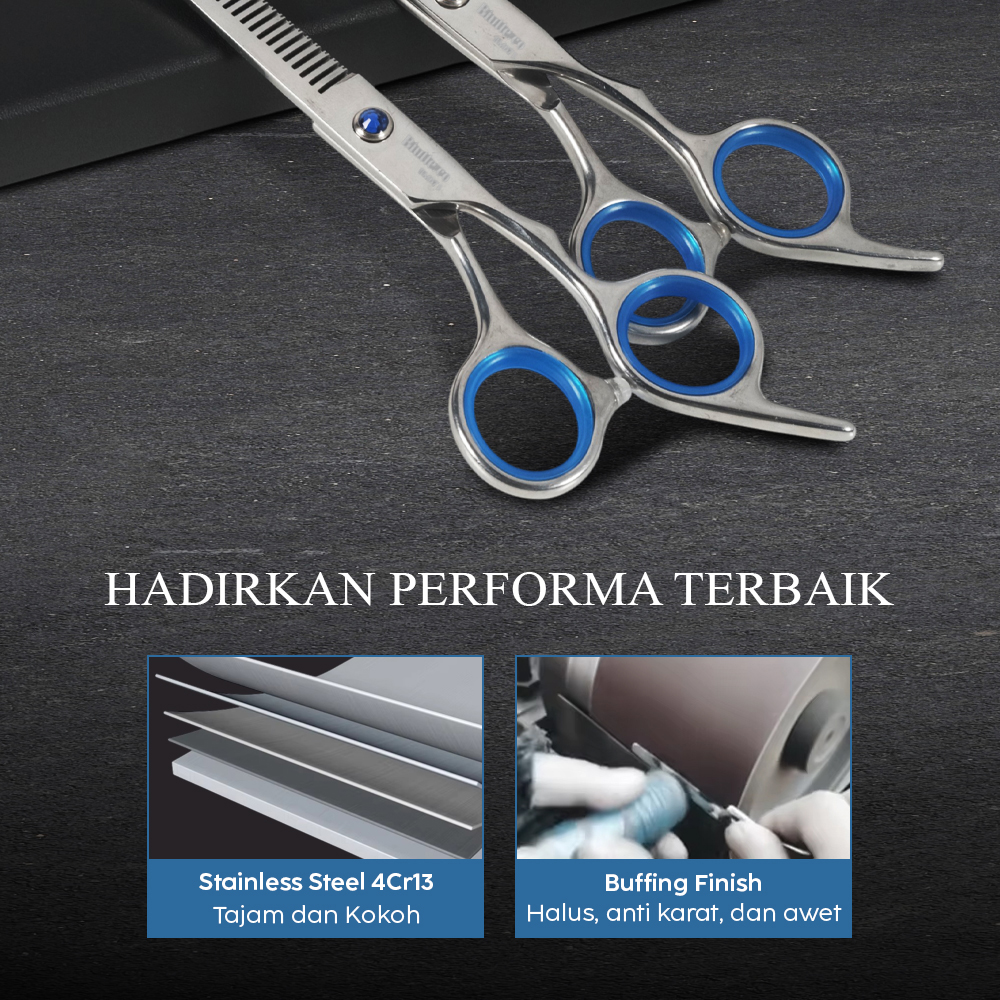 Gambar produk Biutte.co Set Gunting Rambut 7in1 Buffing Stainless Steel 4Cr13 - SM675