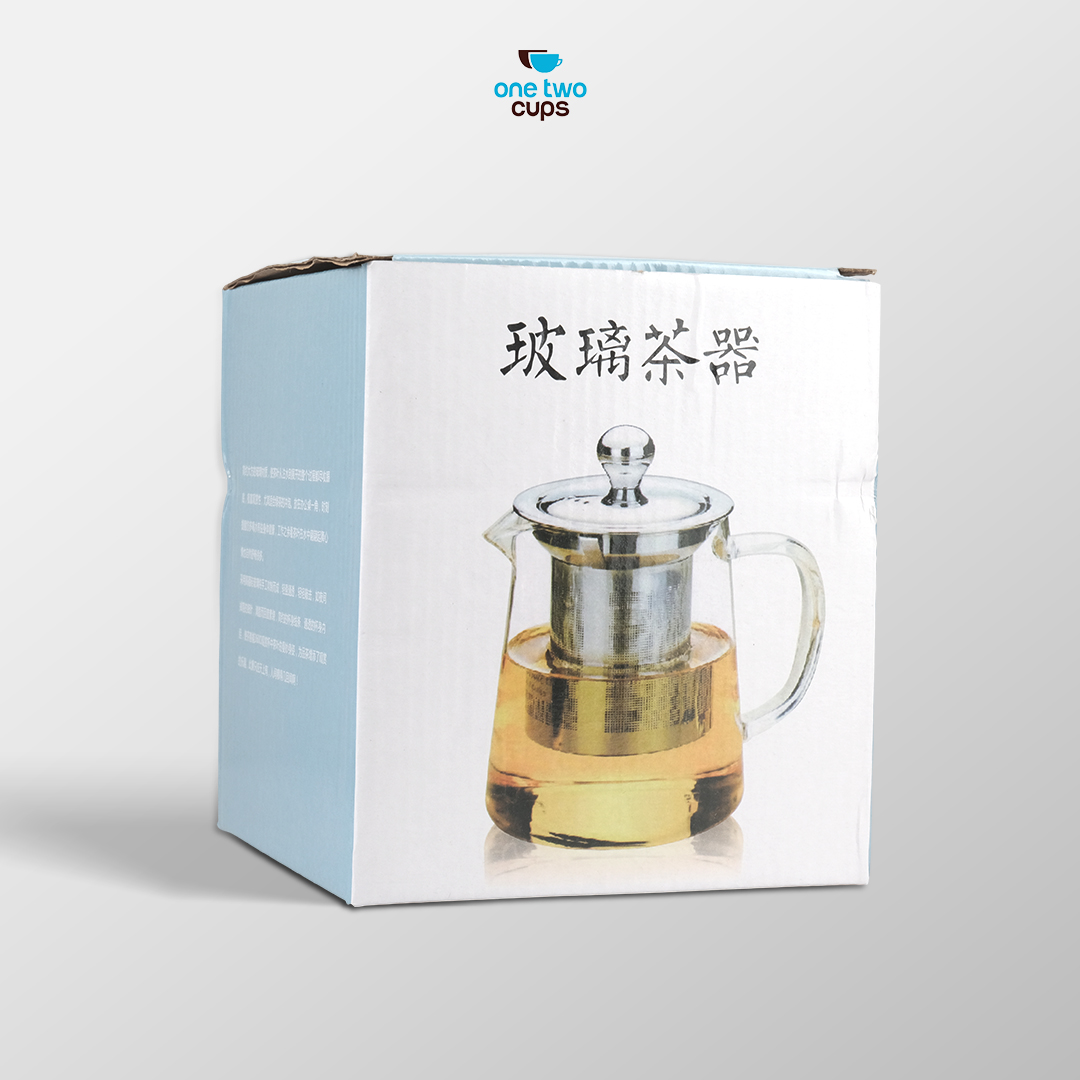 One Two Cups Teko Teh Kaca Saringan Tahan Panas Api Infuser Teapot 700ml - TP-760 Gambar produk One Two Cups Teko Teh Kaca Saringan Tahan Panas Api Infuser Teapot 700ml - TP-760