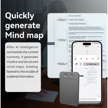 Gambar produk VKTECH Perekam Suara Cerdas Dual Tombol AI Voice Recorder Transcribe - A3V