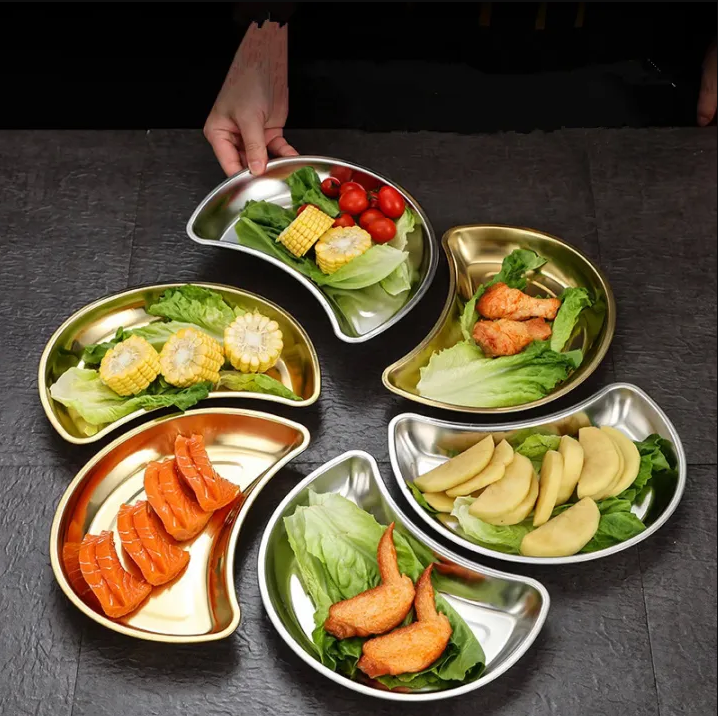 Gambar produk ATH Nampan Tray Mangkuk Makanan Bulan Sabit Moon Plate Stainless 201 - AT25