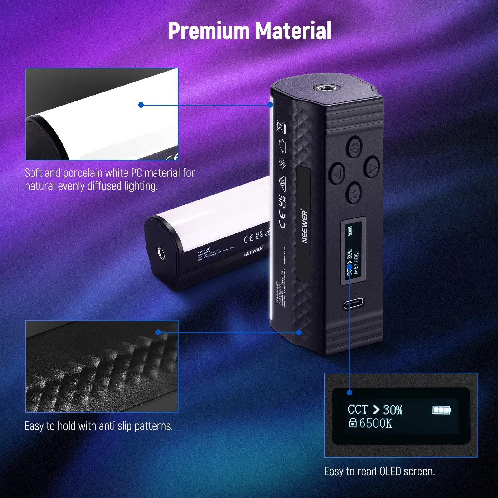 Gambar produk NEEWER Lampu Fill Light LED Magnetic RGBW 2500-8500K 2500mAh 6W - TL96