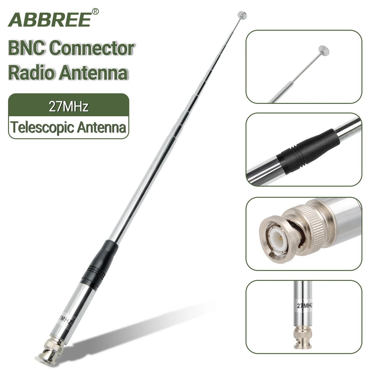 ABBREE Antena Walkie Talkie Telescopic 50 Ohm 27MHz 20W 1.3M BNC - CB-02 Gambar produk ABBREE Antena Walkie Talkie Telescopic 50 Ohm 27MHz 20W 1.3M BNC - CB-02