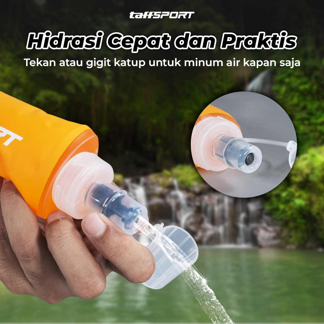 TaffSPORT Botol Minum Soft Flask Foldable Sport Water TPU 150ml - TFB-10 Gambar produk TaffSPORT Botol Minum Soft Flask Foldable Sport Water TPU 150ml - TFB-10