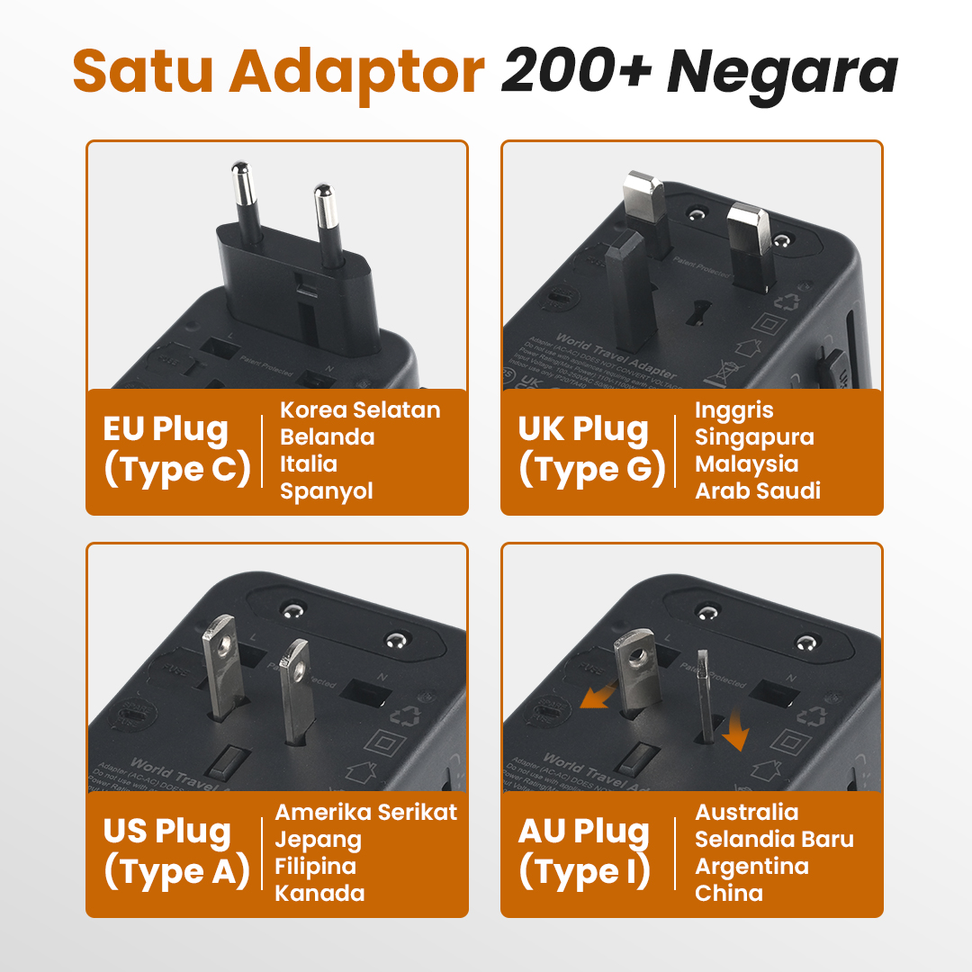 Gambar produk YuHome Universal Travel Adaptor Colokan Charger Adapter USB 2500W - 606