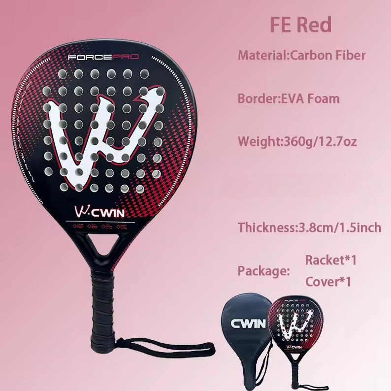Gambar produk CWIN Raket Padel Teardrop Carbon Fiber 3.8cm Thickness 360g - 4013
