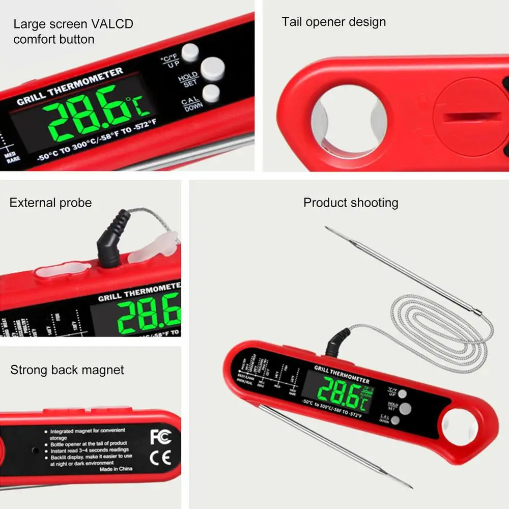 KKMOON Termometer Makanan Digital Daging Kopi Susu Dual Probe - B97A Gambar produk KKMOON Termometer Makanan Digital Daging Kopi Susu Dual Probe - B97A