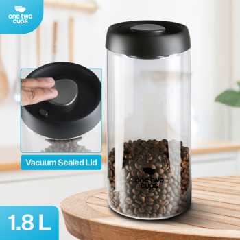One Two Cups Toples Kaca Penyimpanan Biji Kopi Vacuum Sealed Lid - SE41