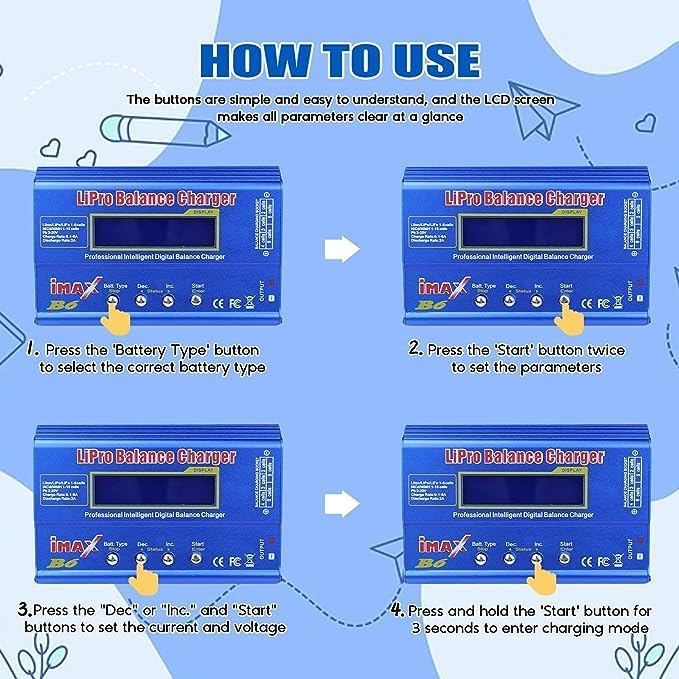 Gambar produk IMAX B6 Charger Baterai Drone Li-Po Li-ion Li-Fe Ni-Cd Polymer LCD 80W