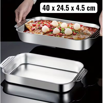 Gambar produk NLSLASI Loyang Nampan Tray Bakeware Grill Pan Magnetic Stainless 410 40x24.5x4.5cm - NL31