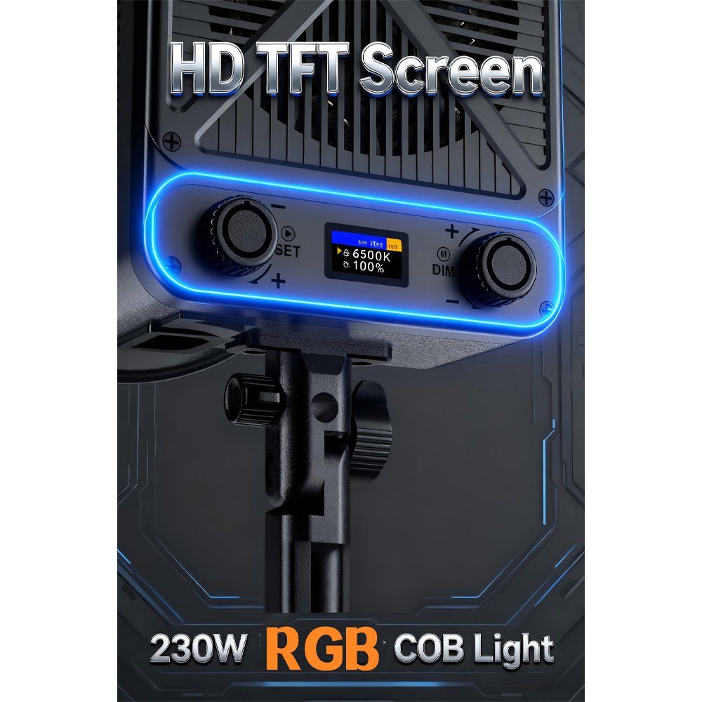Gambar produk LIYADI Lampu Studio Fotografi COB LED RGBW 24 Mode TFT Display 230W - G230