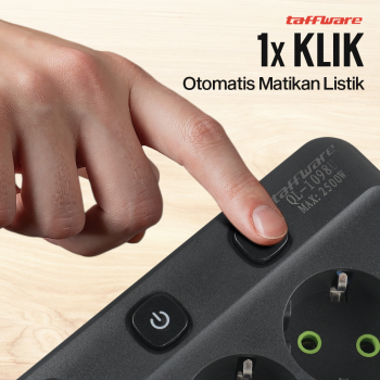 Gambar produk Taffware Stop Kontak Kabel USB Type C 10A 110-250V 2500W 1.8M 5 Lubang - QL-1098U